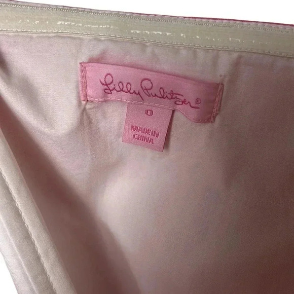 Lilly Pulitzer strapless dress women .size 0 zero , pink,cotton,embroidered. - Picture 5 of 15